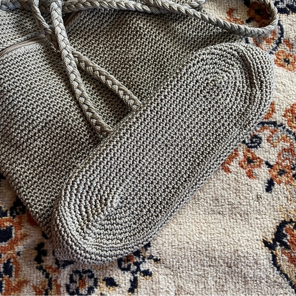 Taupe Knit Drawstring Bag - Picture 6 of 7